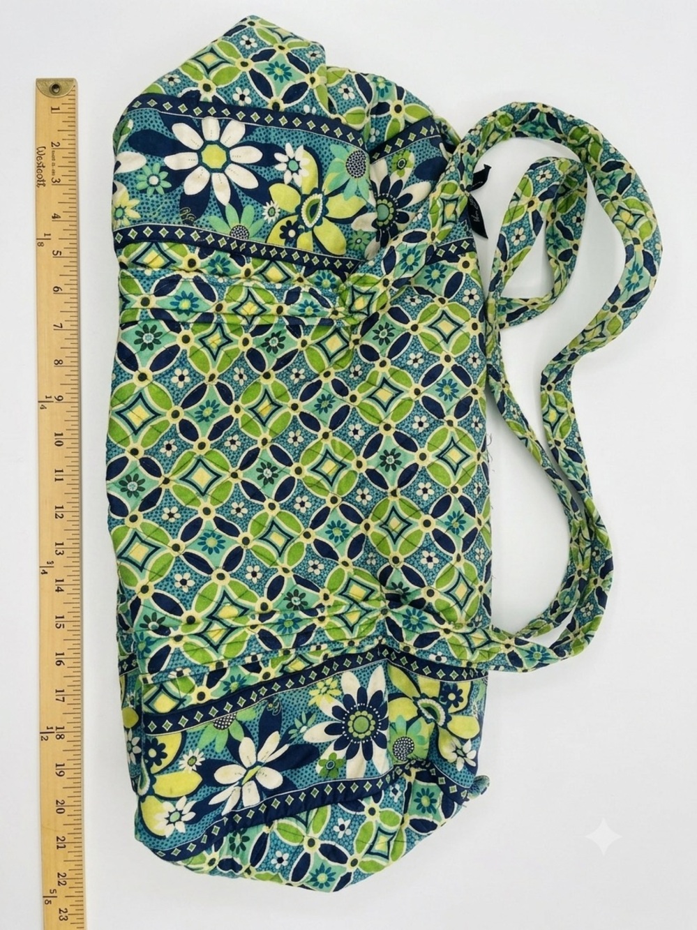 Vera Bradley Blue Green Floral Quilted Duffle